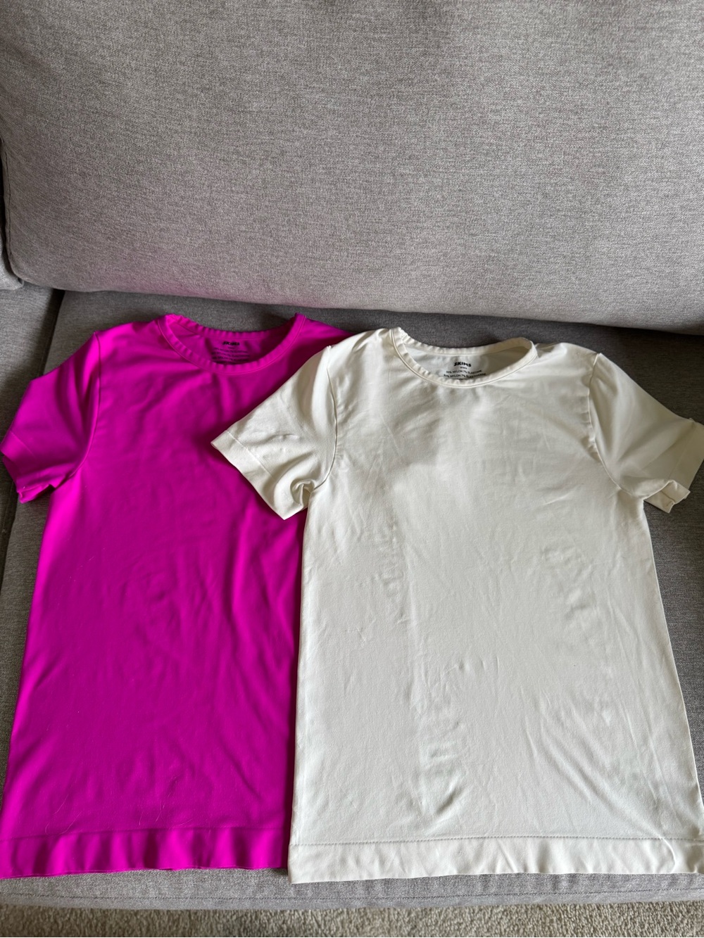 SKIMS Short Sleeve Tee Duo in Hot Pink & Cream